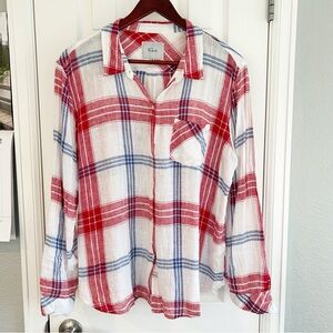 Rails linen blend button up top